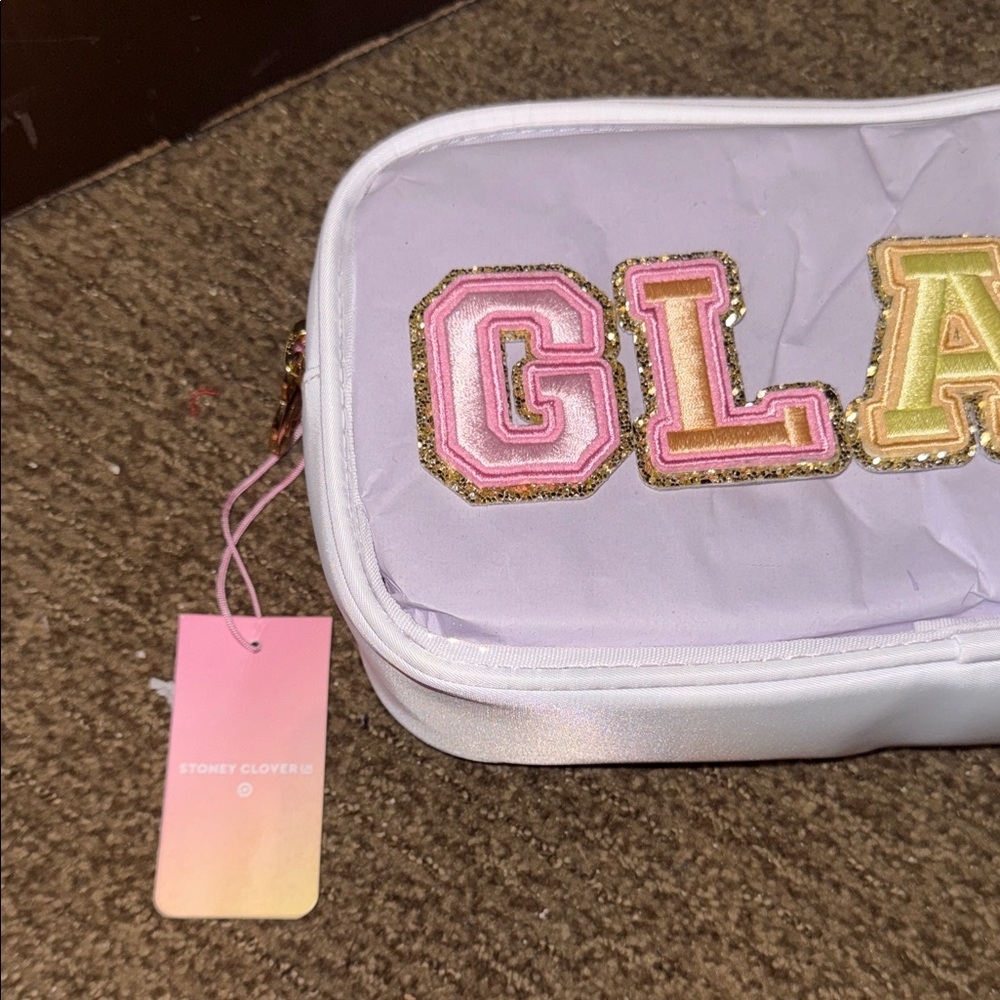 NWT Stoney Clover Lane x Target GLAM Pouch - Lavender with Multi-Color Letters - Picture 2 of 8